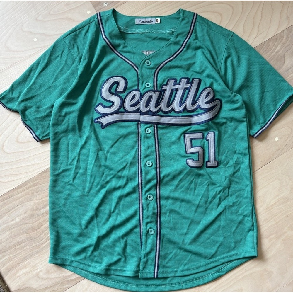 Seattle Seahawks Teal Jersey Size Large #51 Ichiro Suzuki Baseball Stitched - Picture 1 of 6